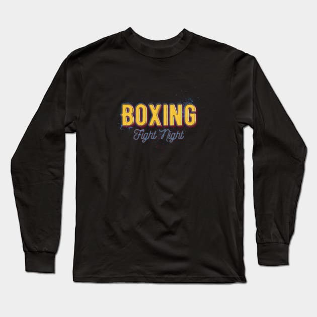 Boxing Fight Night, 80s design Long Sleeve T-Shirt by Sacrilence